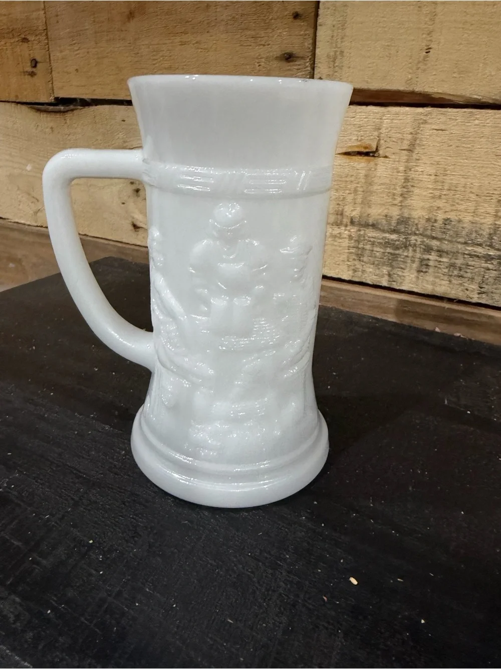 Westmoreland White Milk Glass Relief-Decorated Tankard Pitcher